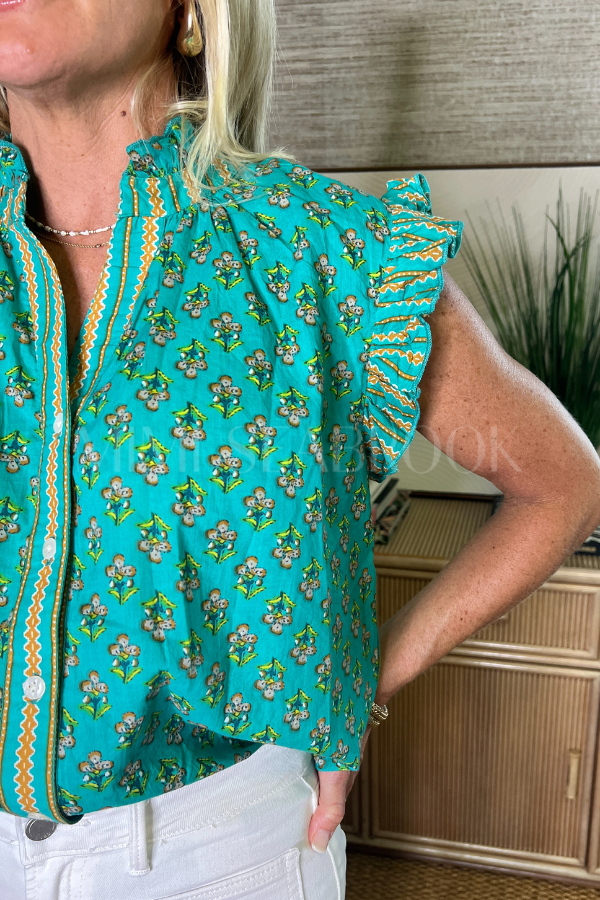 Garner top, turquoise