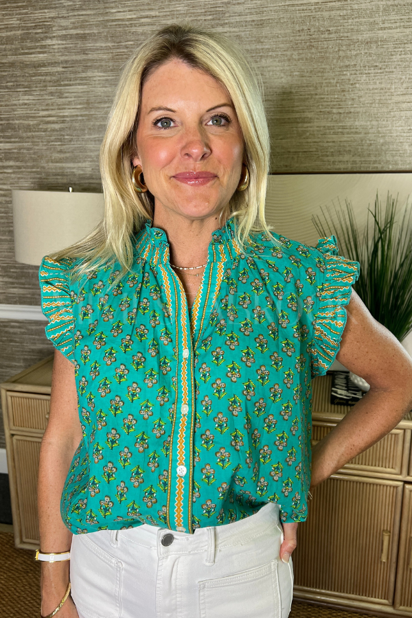 Garner top, turquoise