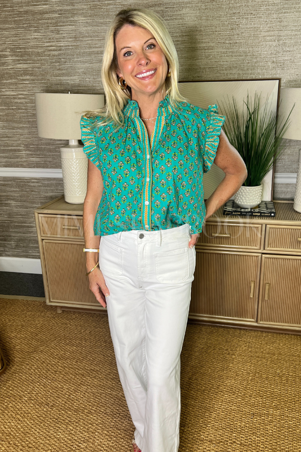 Garner top, turquoise