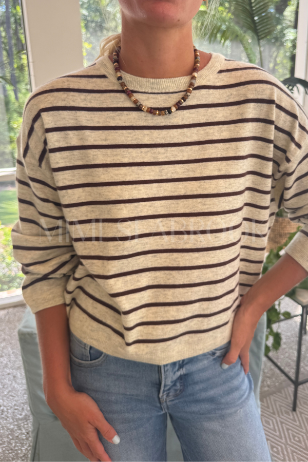 Ginny sweater, ivory/brown