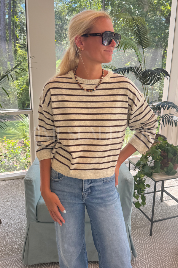Ginny sweater, ivory/brown
