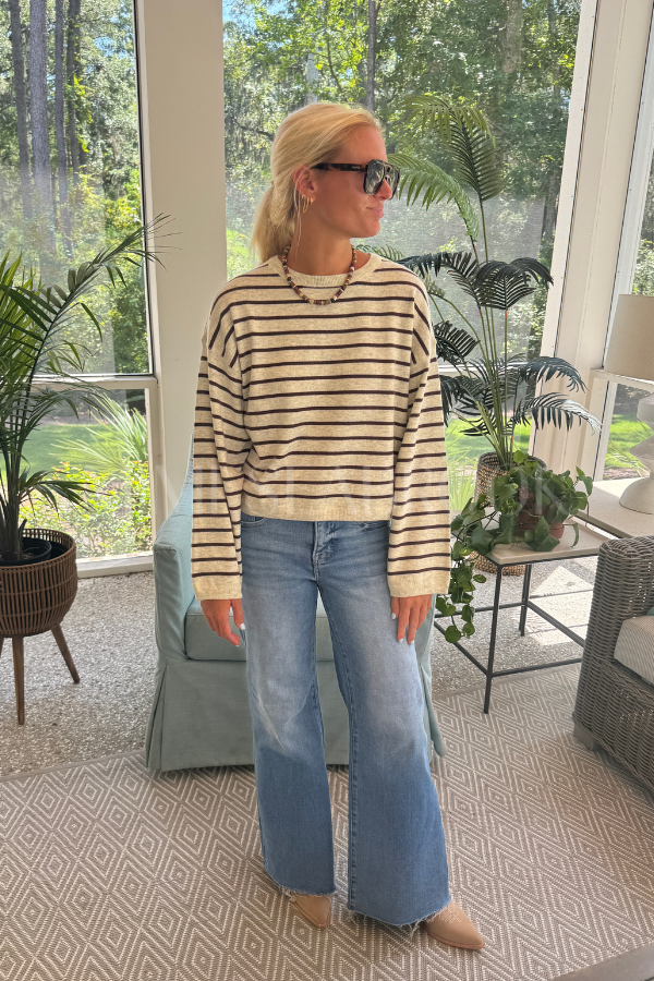 Ginny sweater, ivory/brown