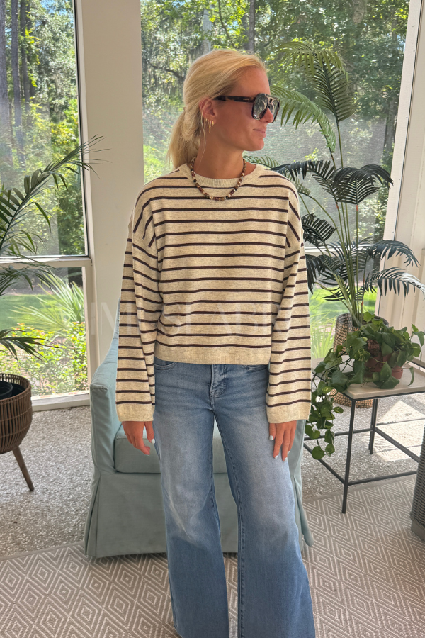 Ginny sweater, ivory/brown