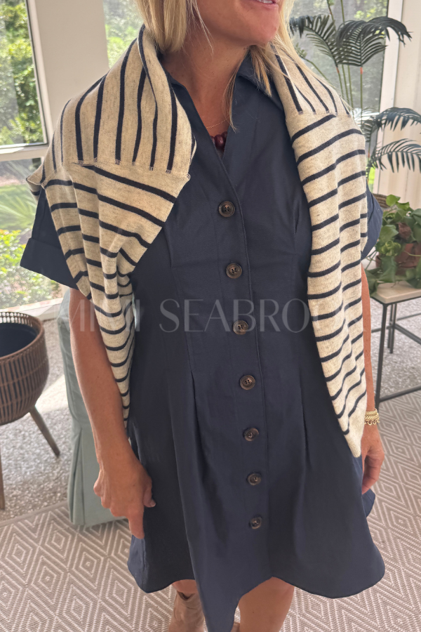 Ginny sweater, ivory/navy