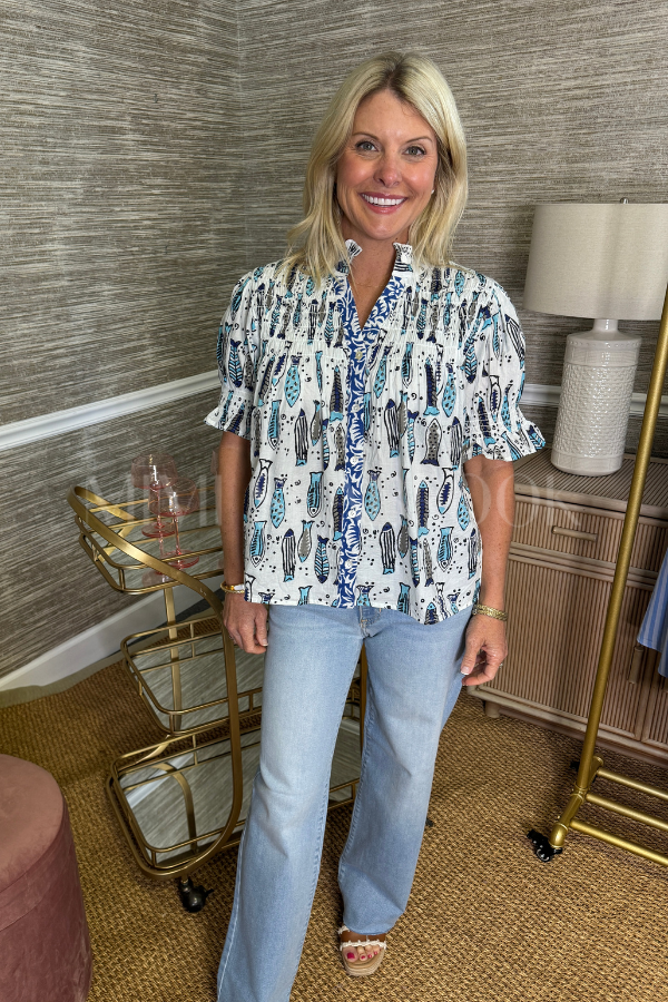 Grafton top, blue