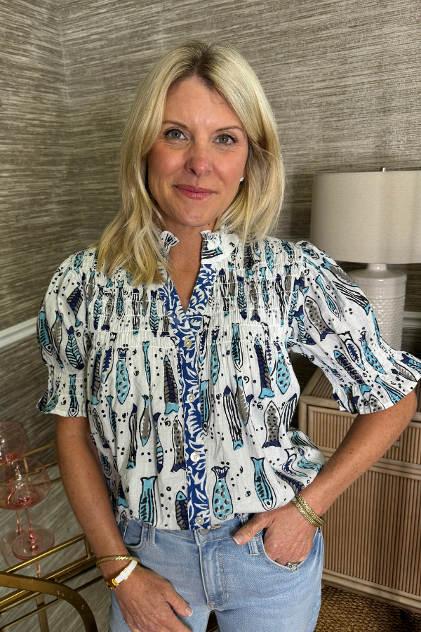 Grafton top, blue