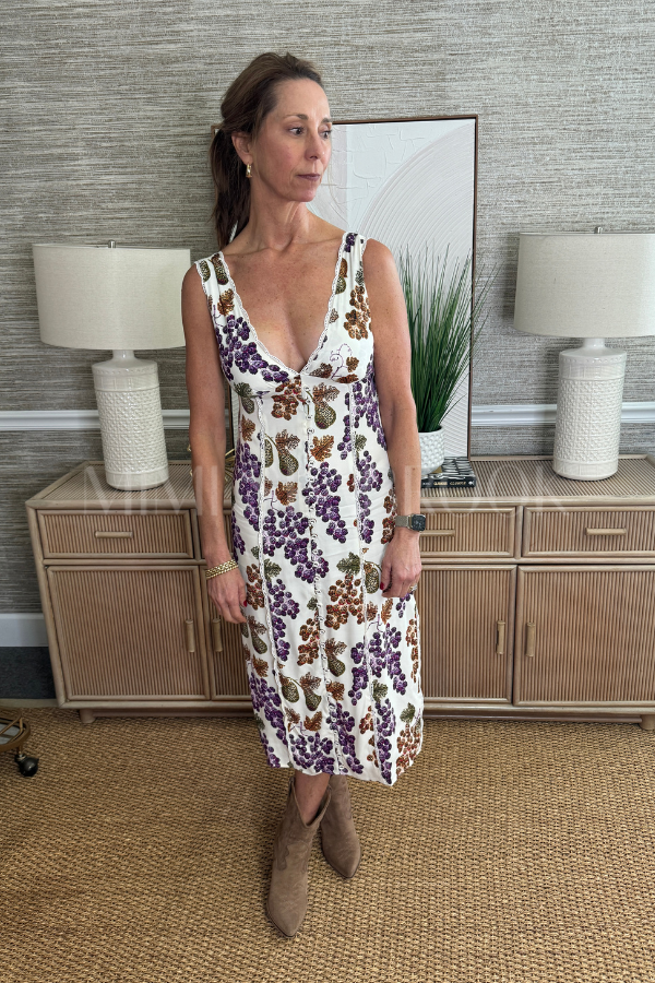 Grape Garden Cream Sleeveless Midi Dress by Farm Rio