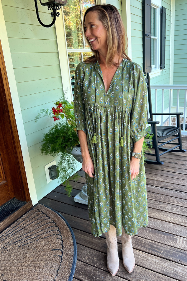 Gunter dress, olive multi