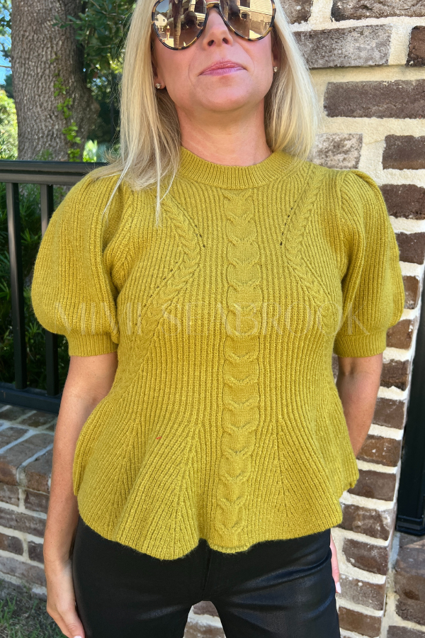Gwen sweater top, chartreuse