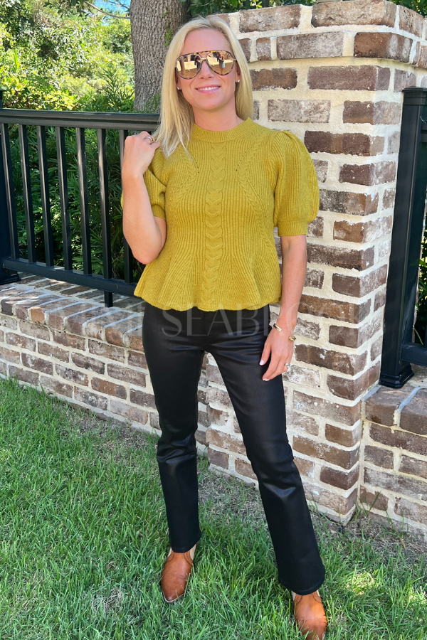 Gwen sweater top, chartreuse