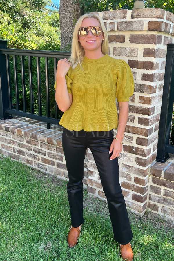 Gwen sweater top, chartreuse