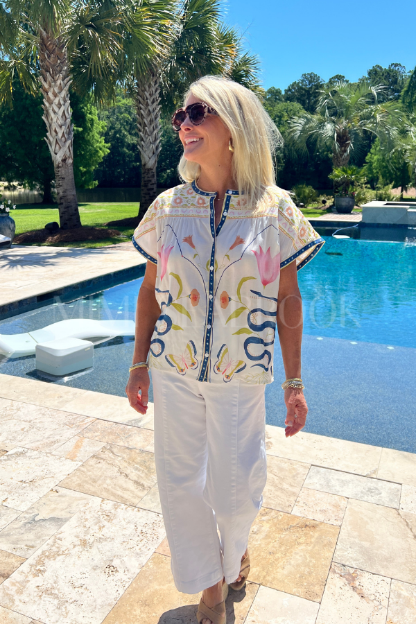 Hadley Top, Montecito Print by Cleobella