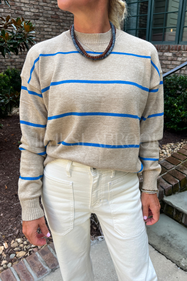 Harlee sweater, taupe/blue