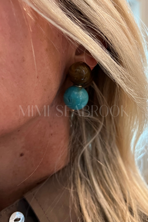 Hattie Mae earrings, turquoise brown