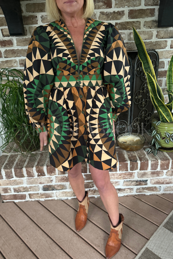 Heart Deco Green Mini Dress by Farm Rio