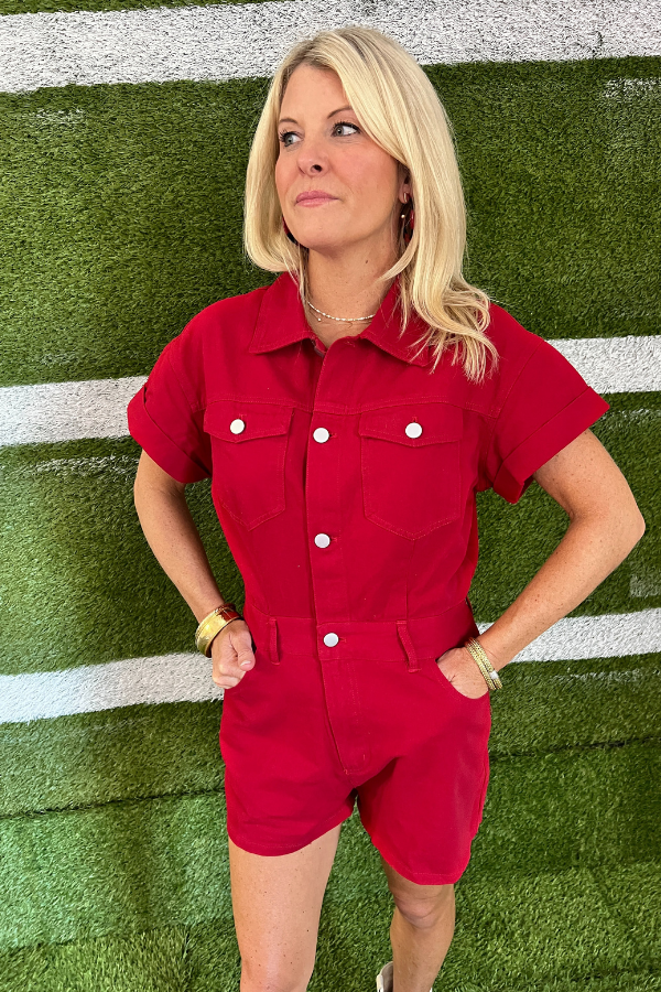 Heidi romper, crimson