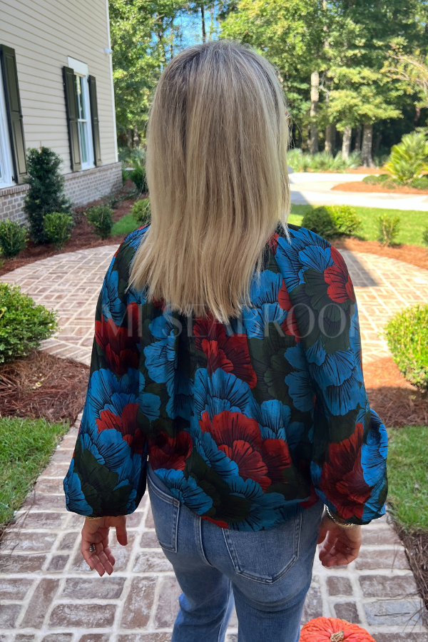 High Neck Blouse, Madrid Blue by Oliphant