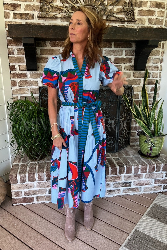 Hobson dress, cheetah print