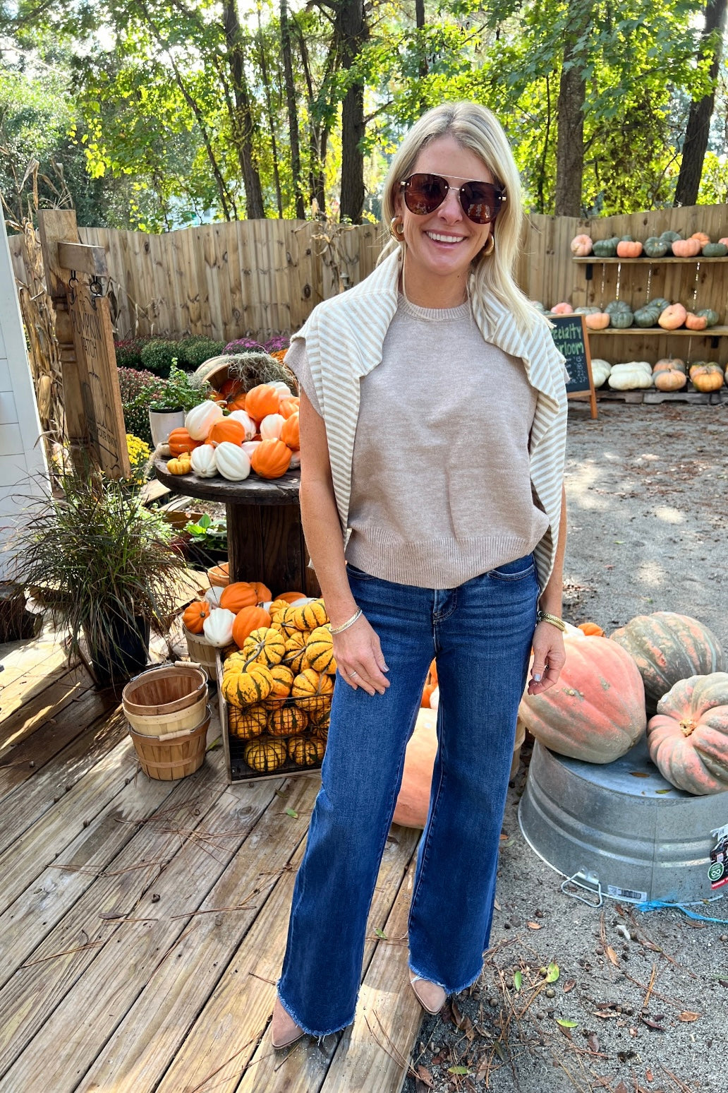 Randel sweater, taupe/white