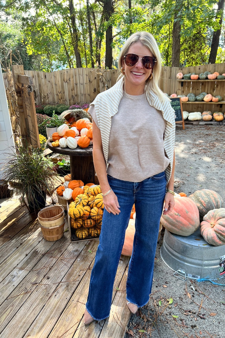 Randel sweater, taupe/white