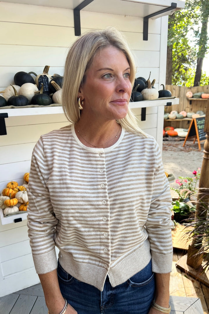 Randel sweater, taupe/white