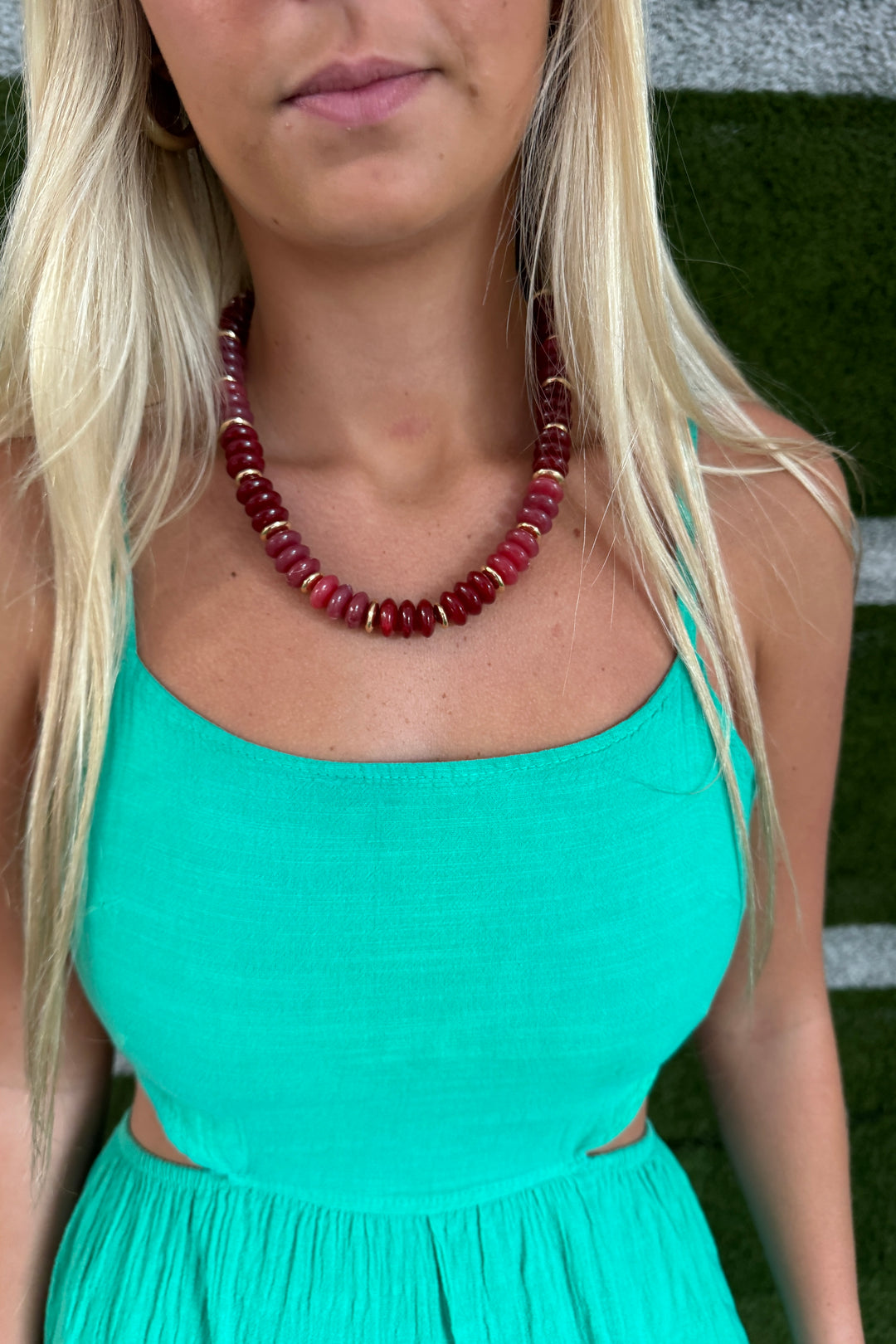 Jodi Beaded necklace, burgundy