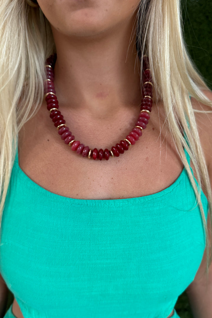Jodi Beaded necklace, burgundy