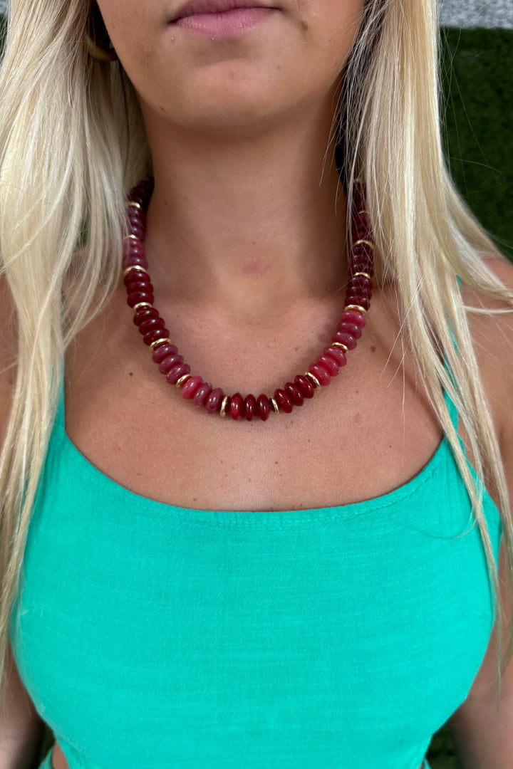 Jodi Beaded necklace, burgundy
