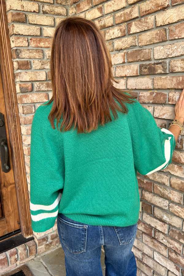 Ines sweater, green/cream