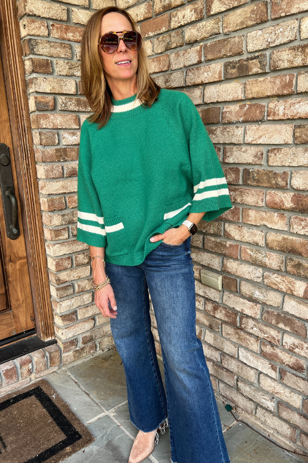 Ines sweater, green/cream