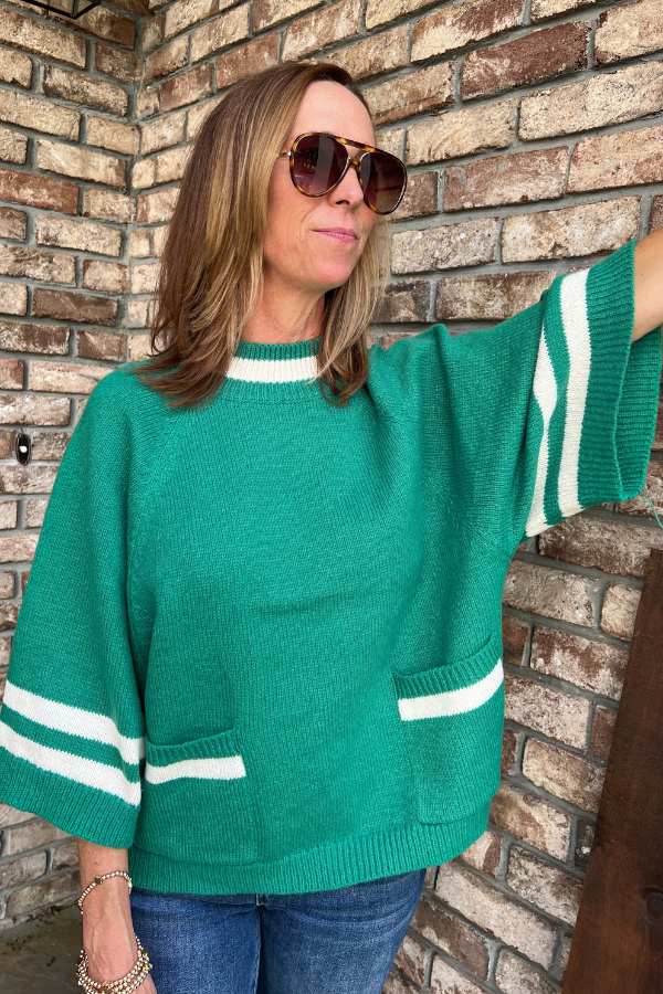 Ines sweater, green/cream