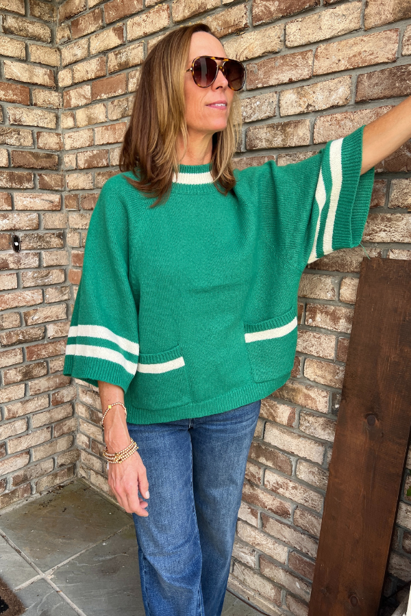 Ines sweater, green/cream