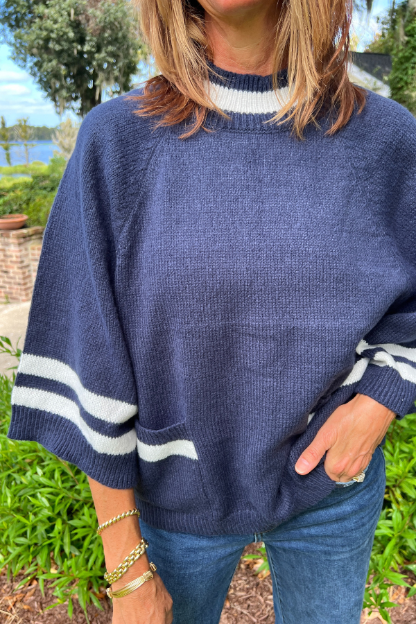 Ines sweater, navy/off white