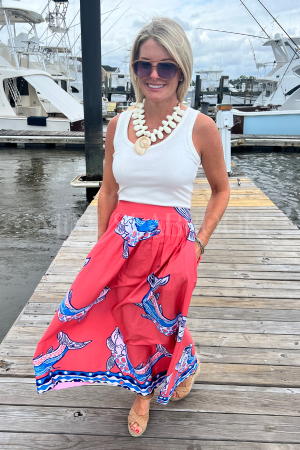 Islamorada Skirt by King + Pitt, sunset tarpon print