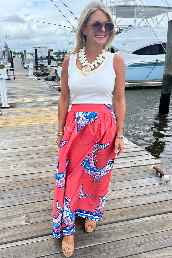 Islamorada Skirt by King + Pitt, sunset tarpon print