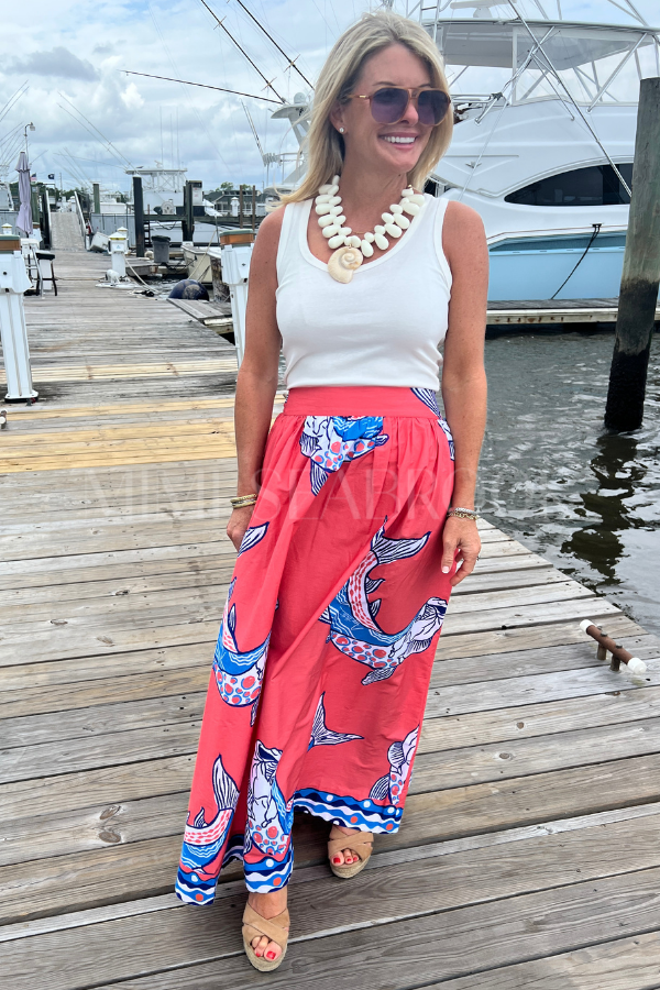 Islamorada Skirt by King + Pitt, sunset tarpon print