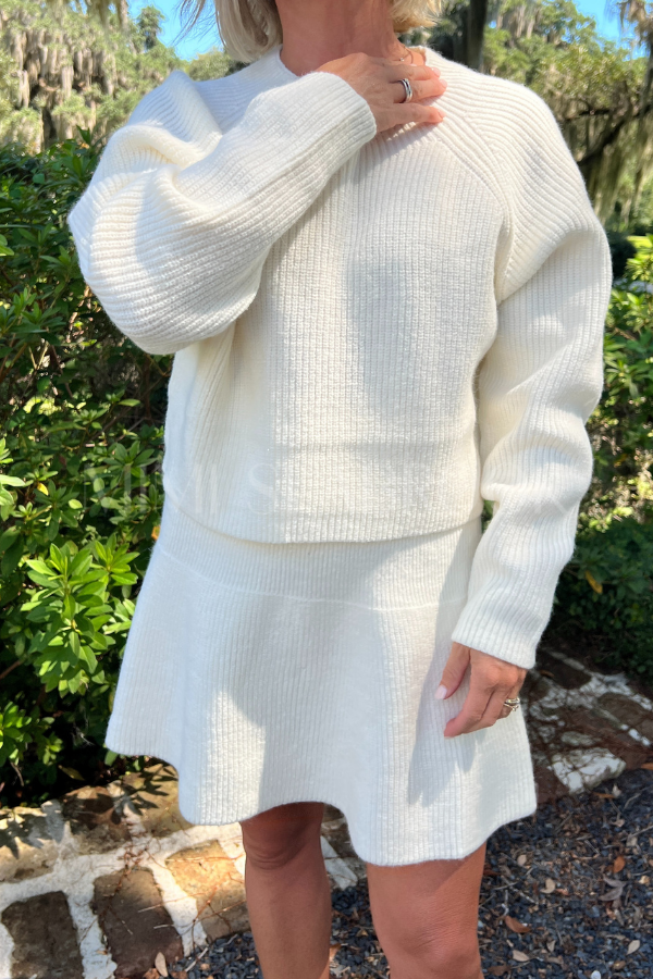 Kenley sweater skirt set, cream