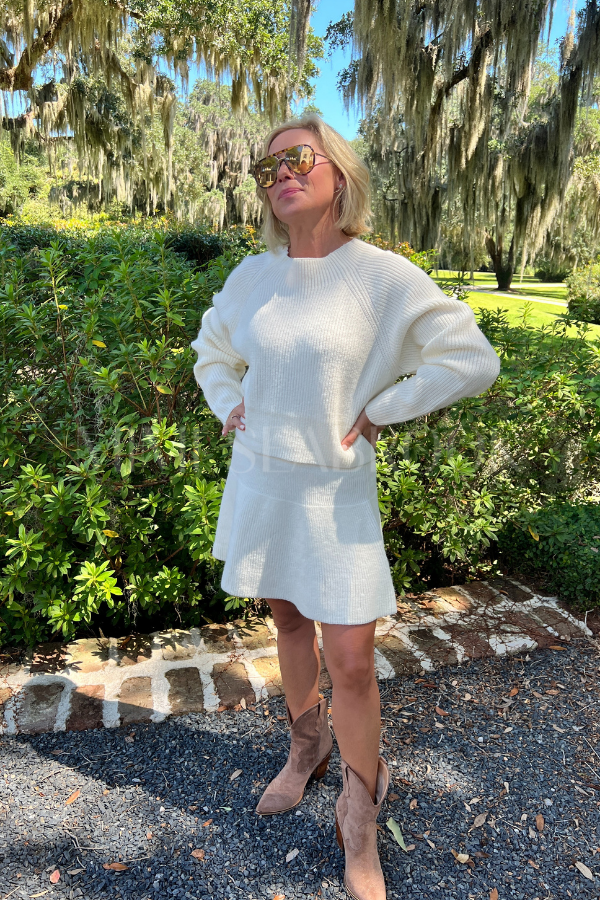 Kenley sweater skirt set, cream