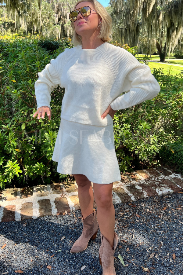 Kenley sweater skirt set, cream
