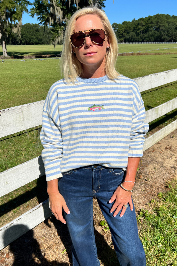 Kennelly sweater, blue/cream