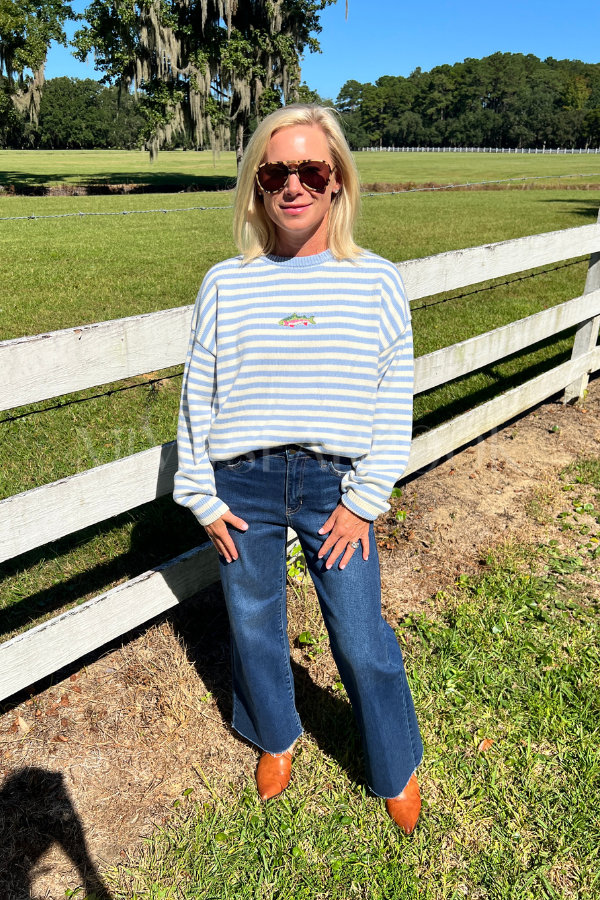 Kennelly sweater, blue/cream