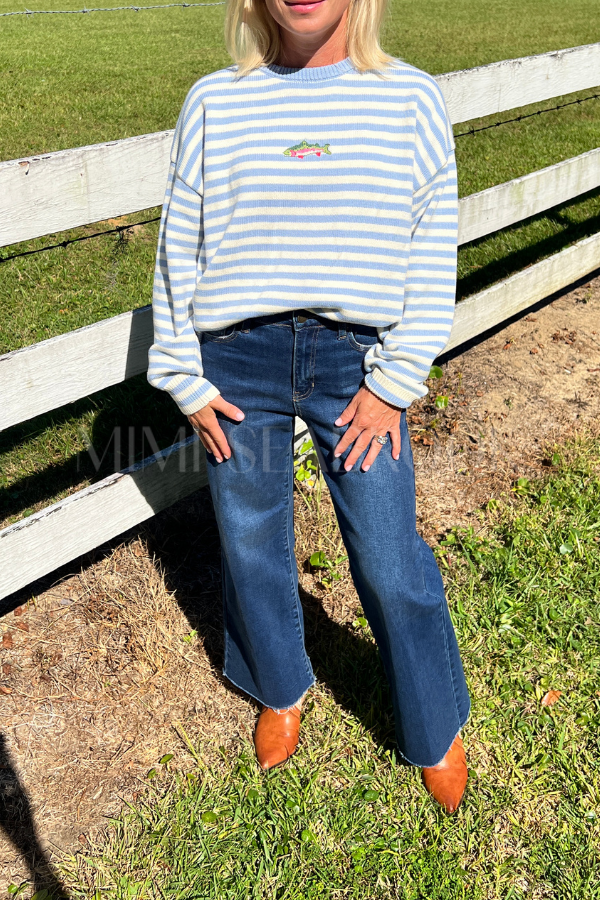 Kennelly sweater, blue/cream