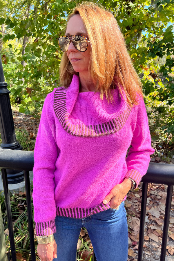 Kerley sweater, fuchsia brown