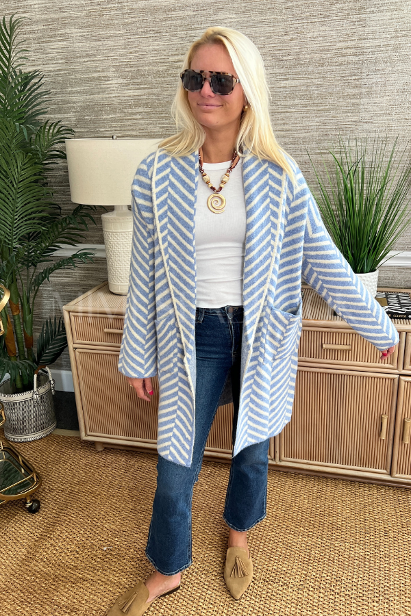 Kerry cardigan sweater, blue