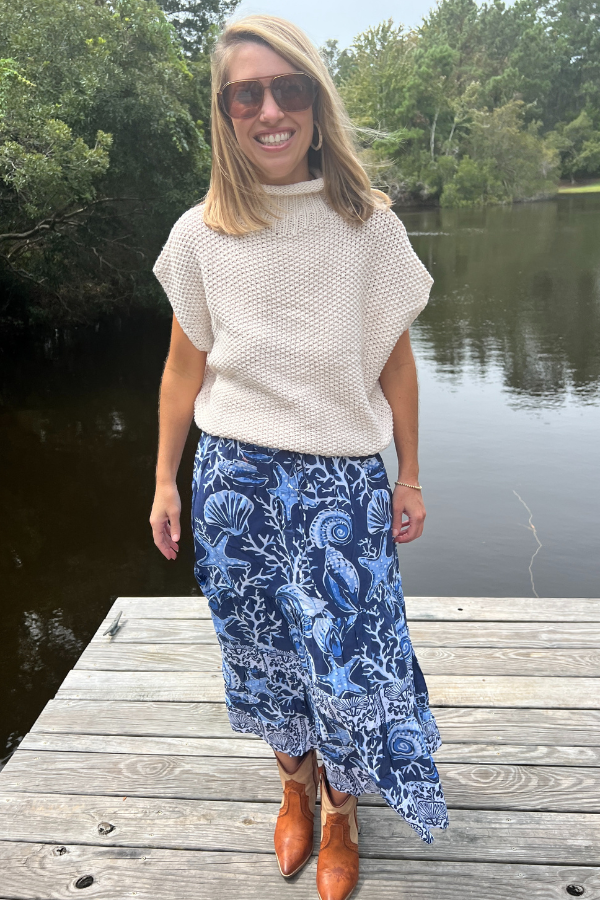 Kylie Skirt, shell print by King + Pitt