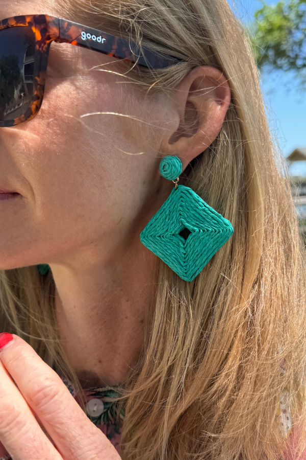 Lakeshore earrings, green turquoise