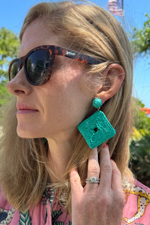 Lakeshore earrings, green turquoise