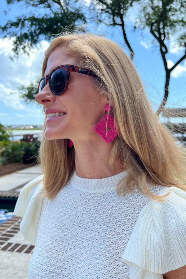 Lakeshore earrings, fuchsia