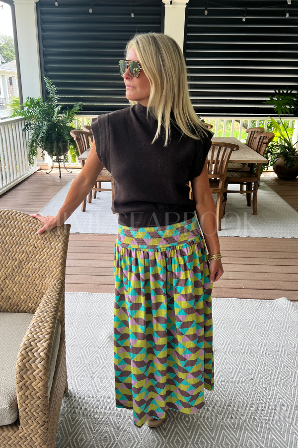 Laney Skirt, grid print