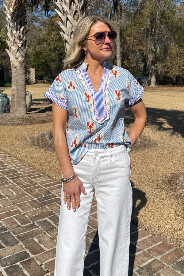 Lark top, blue